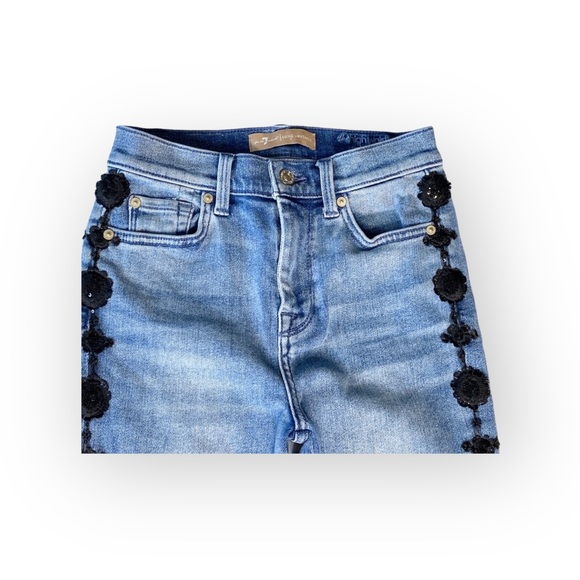 7FAM 7 for all Mankind Luxe Vintage ☻︎ High Sequin Embroidery Skinny Jeans ☻︎ 24 - Picture 6 of 16